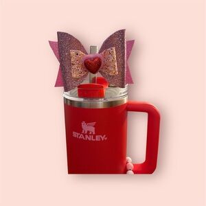 40 oz Stanley Tumbler Bow & Bracelet Set- Valentines Day - Handmade